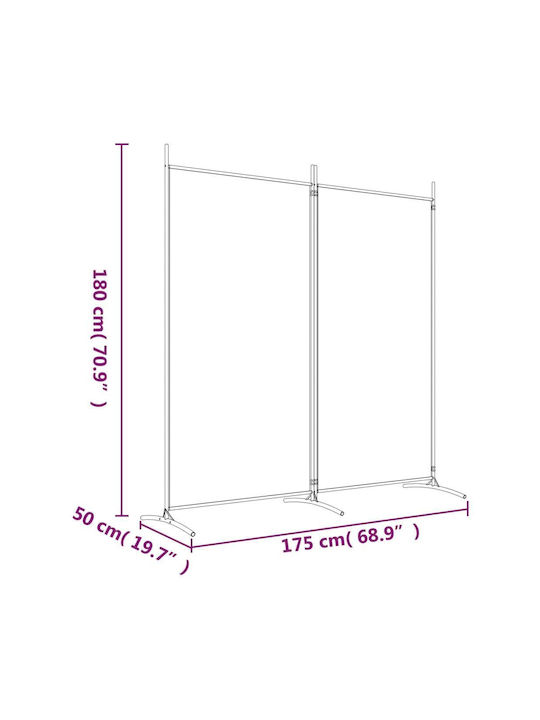 vidaXL Decorativ Paravan Tesatura cu 2 Panouri Cafea 175x180cm