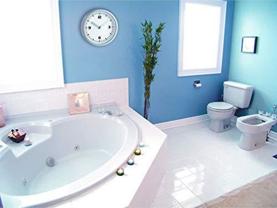 TFA Bath Wall Clock Plastic Silver Ø16.3cm