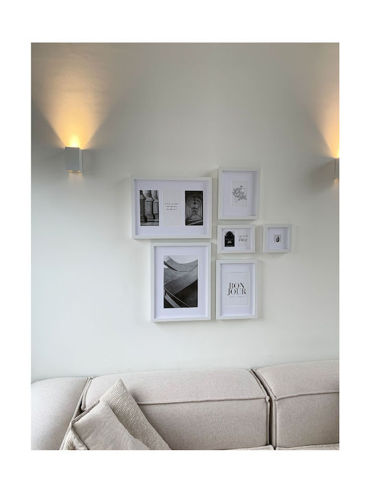 Deknudt Multi Wall-mounted Picture Frame 6 Positions Wooden with White Frame 6 Pieces