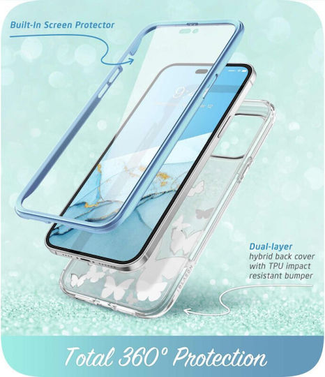 i-Blason Cosmo 360 Full Cover Σιλικόνης 2mm Σετ με Τζαμάκι Blue Fly (iPhone 14 Pro)