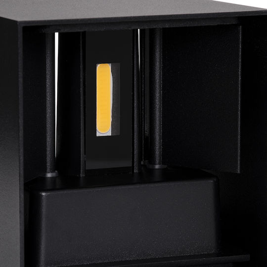 GloboStar Axis-S Επιτοίχια Εξωτερική Πλαφονιέρα LED IP65 10W με Θερμό Λευκό Φως Διπλής Δέσμης 10x10x10εκ.