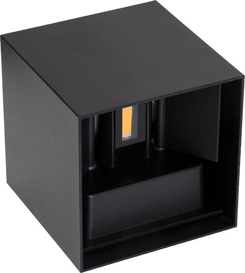 GloboStar Axis-S Επιτοίχια Εξωτερική Πλαφονιέρα LED IP65 10W με Θερμό Λευκό Φως Διπλής Δέσμης 10x10x10εκ.