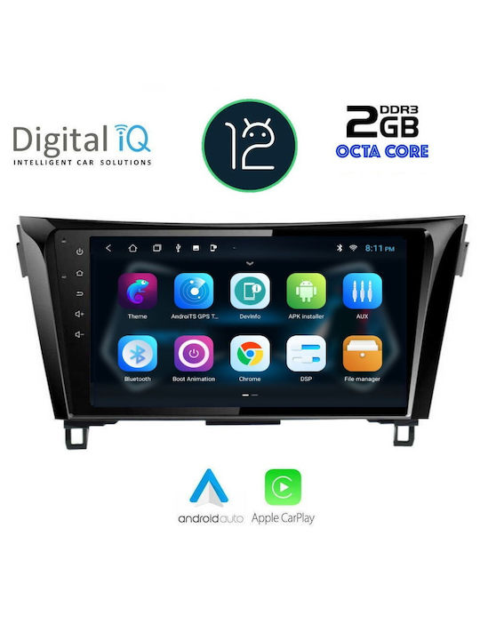 Digital IQ Sistem Audio Auto pentru Nissan Qashqai 2014-2021 (Bluetooth/USB/AUX/WiFi/GPS/Apple-Carplay/Partitură) cu Ecran Tactil 10.1"