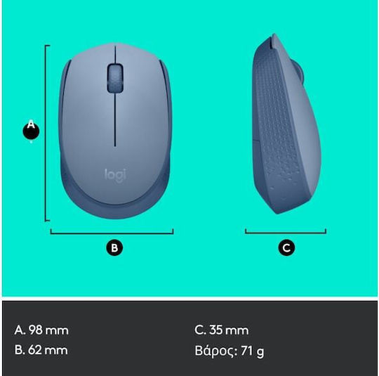 Logitech M171 Kabellos Mini Maus Blue/Grey