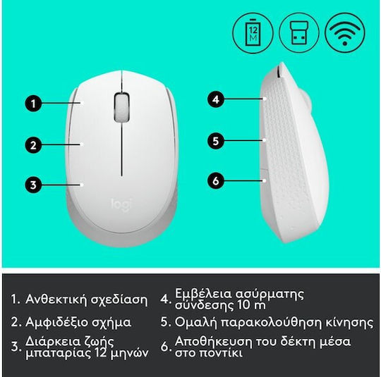 Logitech M171 Ασύρματο Ποντίκι Off White