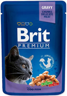 Brit Family Plate Wet Food for Cat in Pouch with Beef, Turkey, Chicken, Salmon and Sea Bream 12x100gr 299022