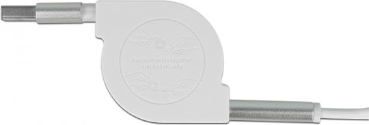 DeLock Ausziehbar USB zu Blitzschlag / Typ-C,TC-TC / Micro-USB Kabel Weiß 0.98m (85850)