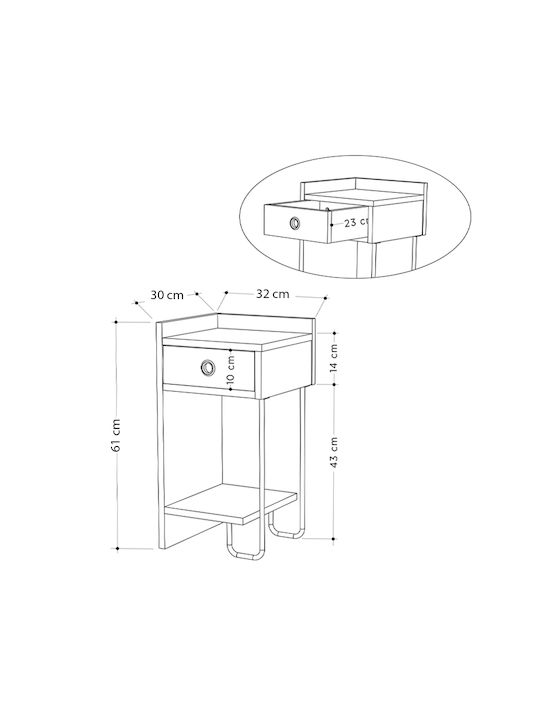 Bedside Table Sirius Wooden Natural Beech 32x30x61cm GP037-0164 1