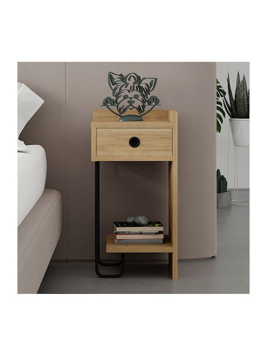 Sirius Bedside Table Wooden Natural Beech 32x30x61cm