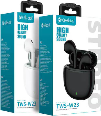 Celebrat TWS-W23 Earbud Bluetooth Handsfree Ακουστικά με Θήκη Φόρτισης Μαύρα