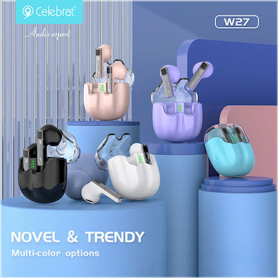 Celebrat TWS-W27 Earbud Bluetooth Handsfree Ακουστικά με Θήκη Φόρτισης Λευκά