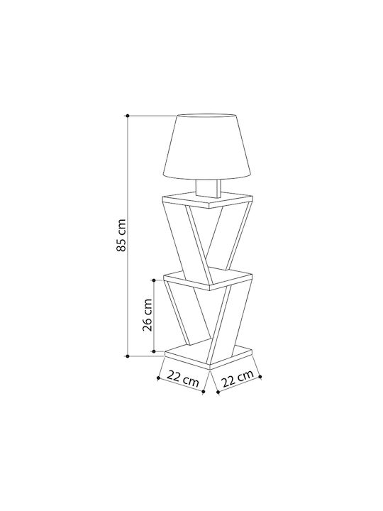 Megapap Kozena Oglindă vintage Lampă de podea Î85xL22cm. cu Soclu pentru Bec E27 Galben