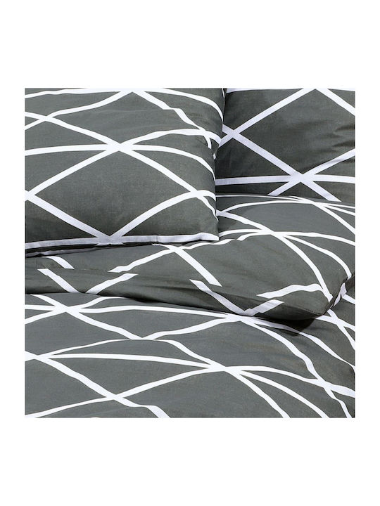 vidaXL Duvet Cover Set Cotton Queen with 2 Pillowcases 240x220 Grey