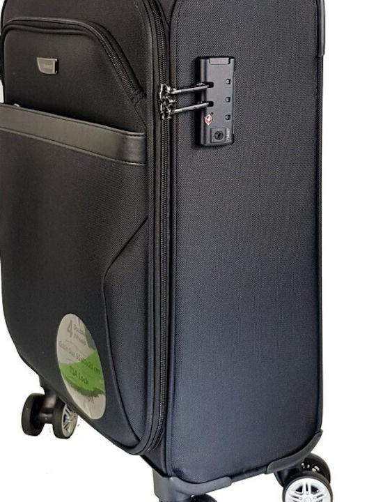 Diplomat Cabin Travel Suitcase Fabric Black with 4 Wheels Height 55cm ZC998
