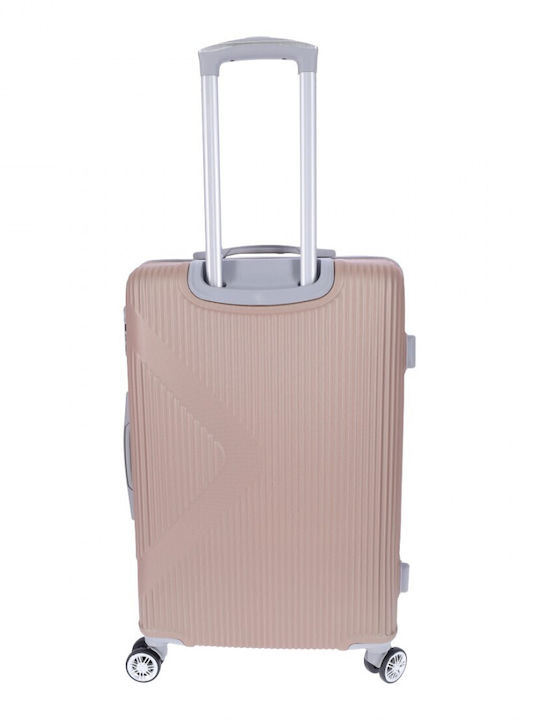 Ormi ESH312 Medium Travel Suitcase Hard Pink Gold with 4 Wheels Height 64cm