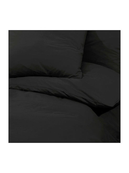 vidaXL Duvet Cover Set Queen with 2 Pillowcases 220x240 Black Velvet-Black Metal
