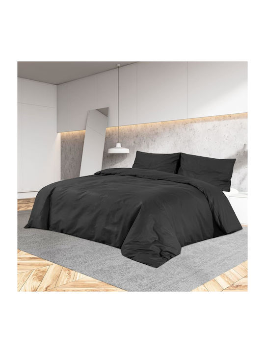 vidaXL Super Double Duvet Cover Set with Pillowcases 220x240 Μαύρο