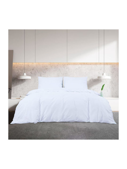 vidaXL Duvet Cover Set Queen with 2 Pillowcases 220x240 White