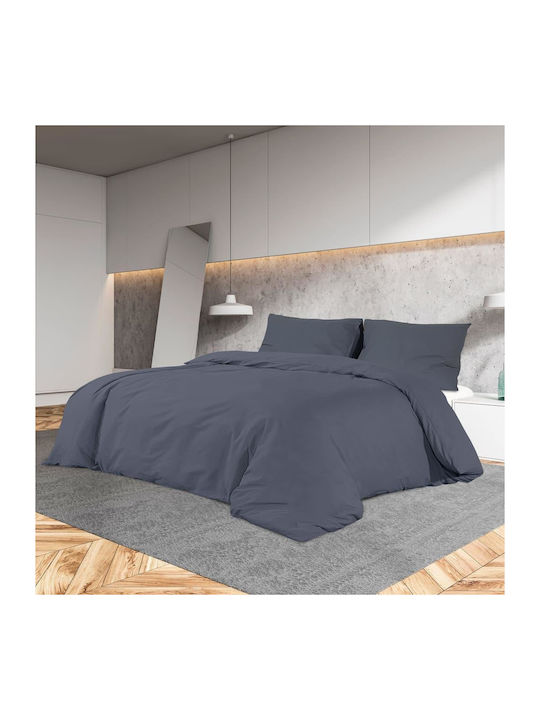 vidaXL Single Duvet Cover Set with Pillowcases 155x220 Ανθρακί