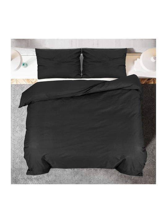 vidaXL Duvet Cover Set Single with Pillowcase 155x220 Black Velvet-Black Metal