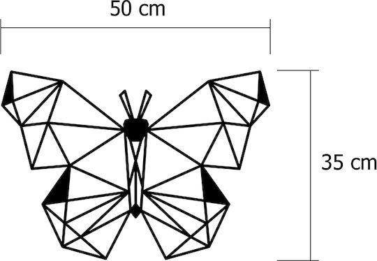 Megapap Decorațiune Siluetă Fluture Negru Din Metal 50x3x35cm