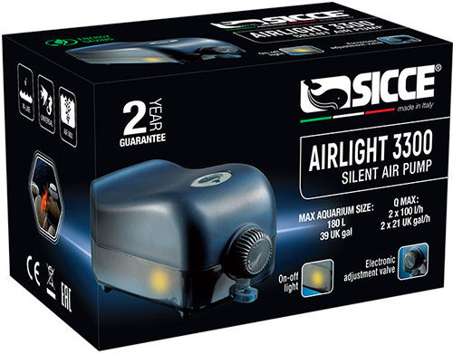 Sicce Airlight 3300 Aquarium Air Pump Single Outlet with Maximum Flow Speed 200lt/h