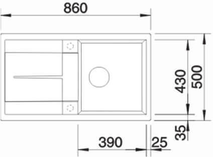 Blanco Metra 5 S Ένθετος από Συνθετικό Γρανίτη Μ86xΠ50cm Soft White