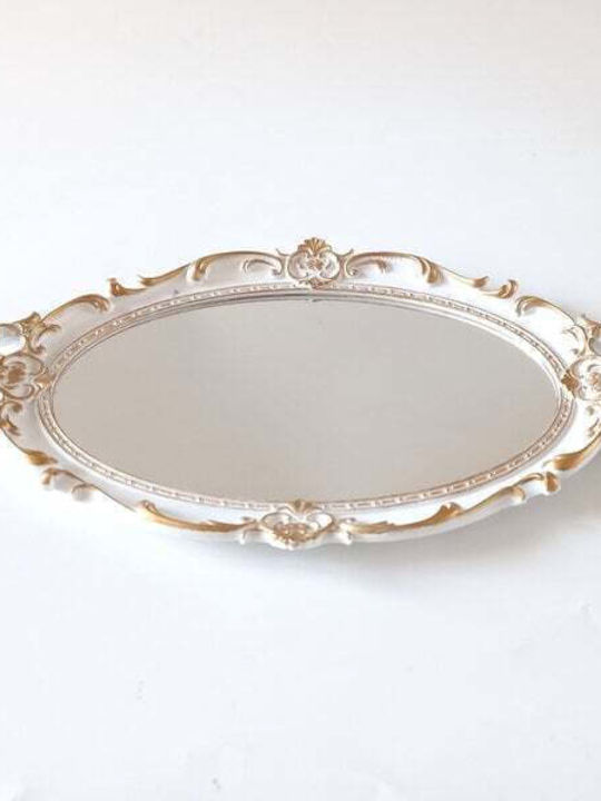 Plastic Oval Decorative Tray with Mirror 36x25cm