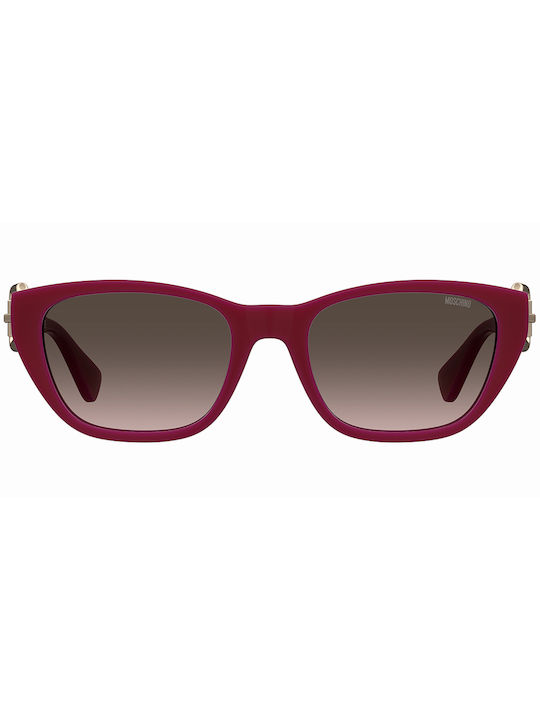 Moschino Women's Sunglasses with Burgundy Plastic Frame and Gray Gradient Lens MOS130/S C9A/HA