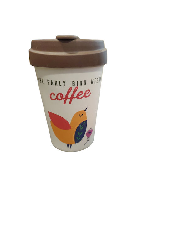 Chic Mic Early Bird Becher Bamboo mit Deckel Weiß 400ml