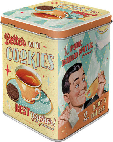 Nostalgic Art Tea Box with Metallic Beige Lid 7.5x7.5x9.5cm