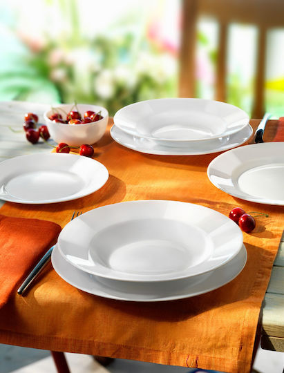 Bormioli Rocco Toledo Plate Shallow Glass White with Diameter 25cm