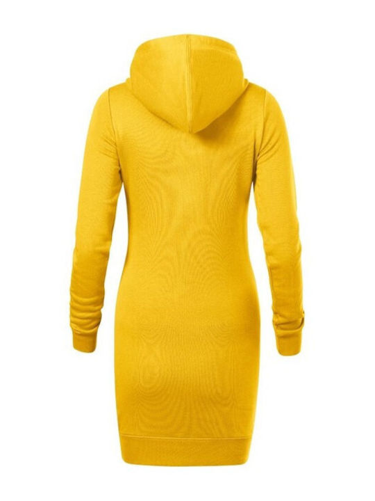 Malfini Mini Φόρεμα με Κουκούλα Κίτρινο