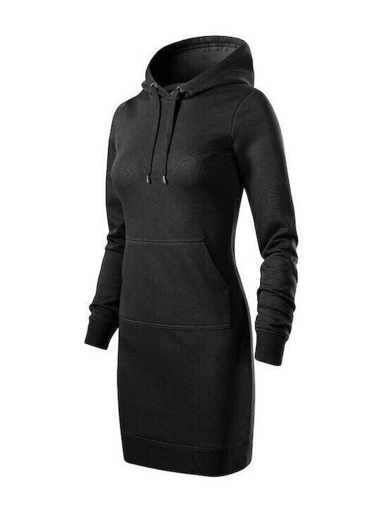 Mini Athletic Dress Long Sleeve Hooded Black
