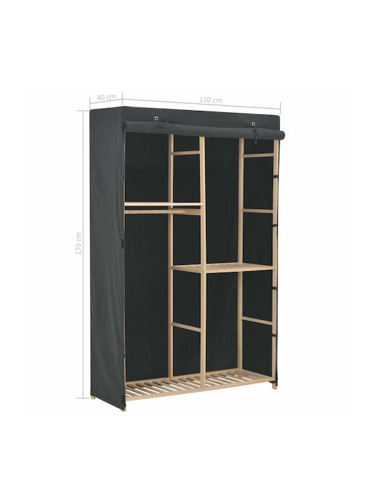 vidaXL Fabric Wardrobe with Shelves in Gray Color 110x40x170cm