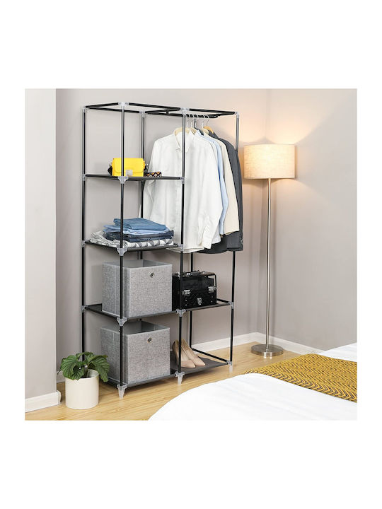 Songmics Fabric Wardrobe with Zipper and Shelves in Black Color 88x45x170cm