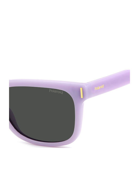Polaroid Unisex Sunglasses with Purple Plastic Frame and Gray Polarized Lens PLD6191/S 789/M9