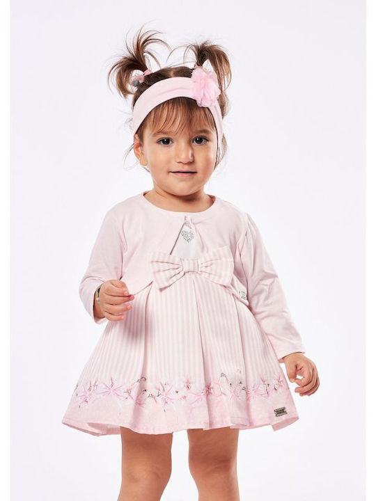 Evita Kids Dress Set with Coat Sleeveless Pink