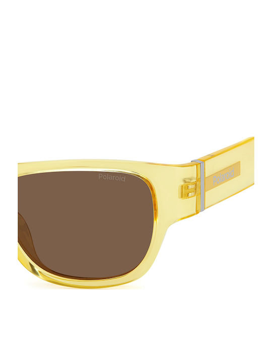 Polaroid Unisex Sunglasses with Yellow Plastic Frame and Brown Polarized Lens PLD6197/S 40G/SP