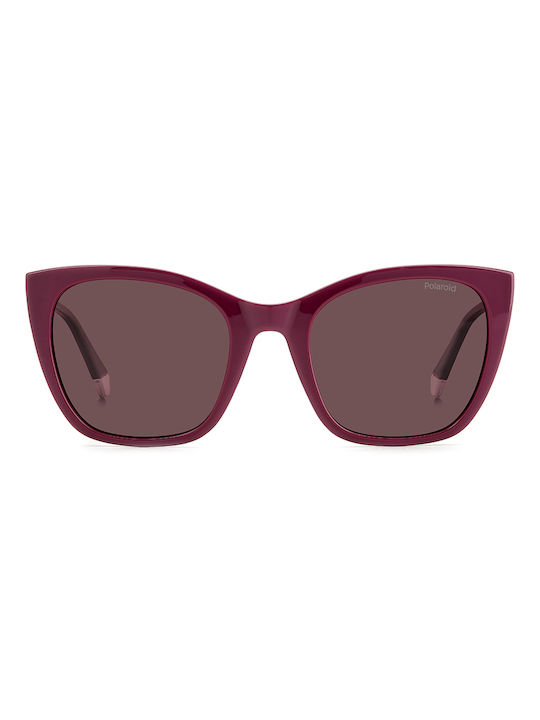 Polaroid Women's Sunglasses with Burgundy Frame and Burgundy Polarized Lens PLD4144/S/X B3V/KL