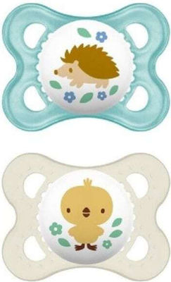 Mam Orthodontic Pacifiers Rubber Original Hedgehog / Bird Green / Beige for 2-6 months 2pcs