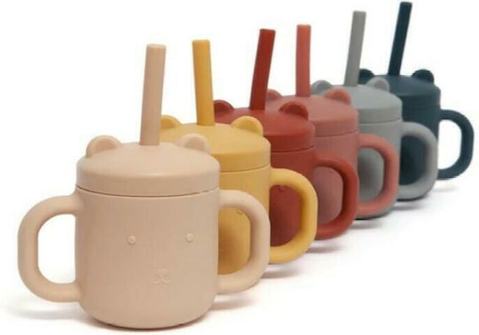 Petit Monkey Baby Cup with Handles and Straw made of Silicone Blue 175ml