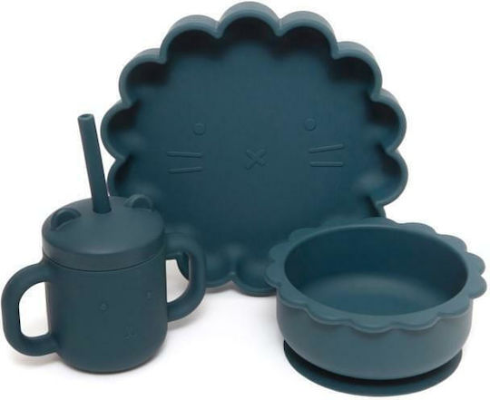 Petit Monkey Baby Cup with Handles and Straw made of Silicone Blue 175ml