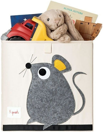 3 Sprouts Kinder Aufbewahrungskorb Faltbar aus Stoff Mouse Gray 33x33x33cm 1Stück