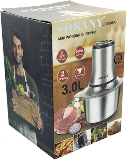 Sokany LB-7005A Mini Chopper Multi 800W With 3lt Inox Container