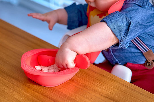 Marcus & Marcus Feeding Set Lion cub made of Silicone Red 3pcs for 6+ months
