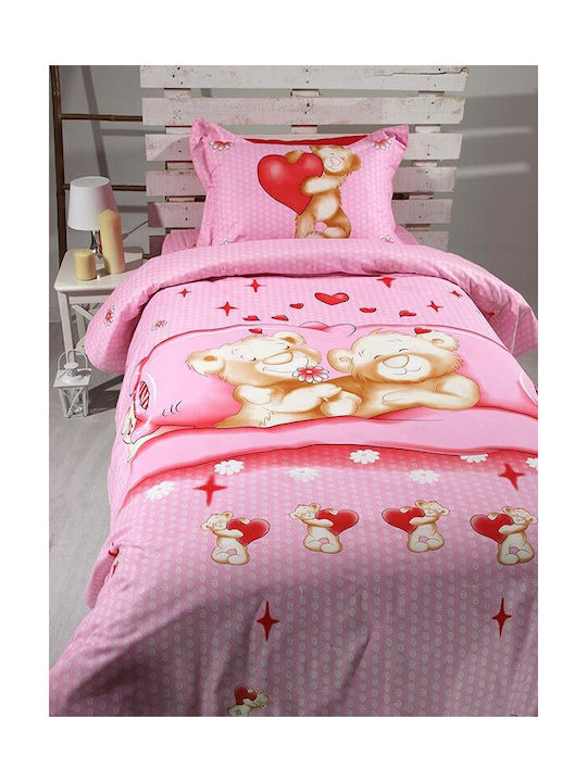 Sette Colori Bettwäsche-Set Halb-Doppel Baumwollsatin 57 Pink 180x260cm 3Stück