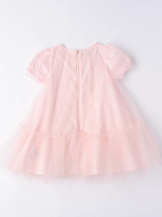 iDO Kids Dress Tulle Short Sleeve Pink