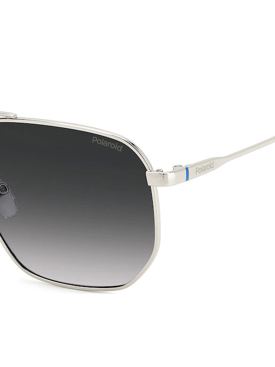 Polaroid Herren Sonnenbrille mit Silber Metall Gestell und Gray Verlaufsfarbe Polarisiert Linse