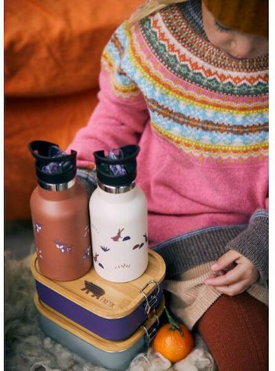 Fresk Kids Water Bottle Thermos Stainless Steel with Straw Deer Amber 350ml